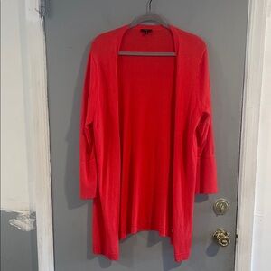 Talbots Red Orange Open-Front Women's Cardigan Notched Sleeve Size 1X